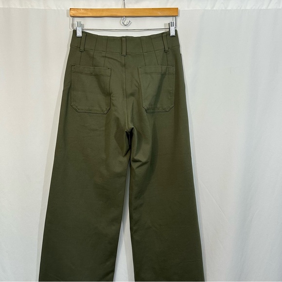 Anthropologie Maeve The Colette High Rise Wide Leg Ponte Pants in Olive Green - Picture 8 of 12